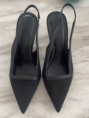 H&M Black Pointed Slingback Heels